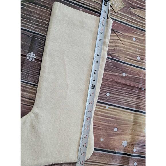 NEW Letter "S" Embroidered Beige Burlap Shimmer Christmas Stocking 20" Holiday - Picture 8 of 11